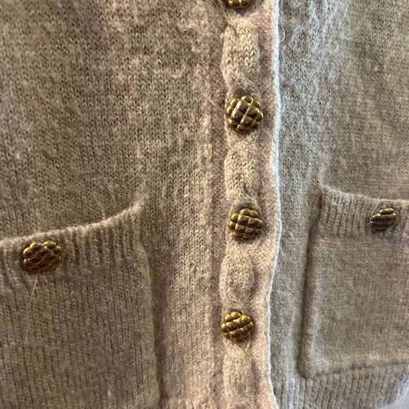 RUSS PETITES khaki button up vest vintage mohair wool blend size small - Picture 3 of 9